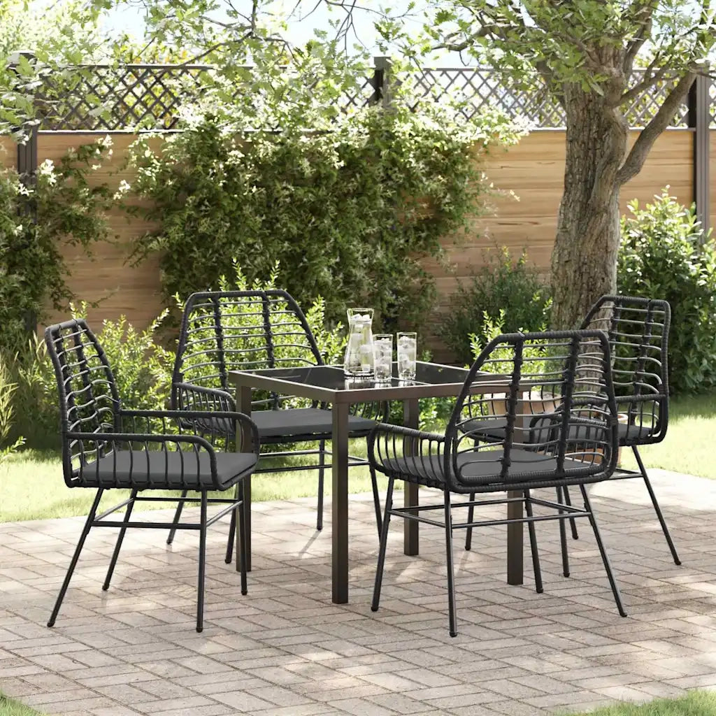 Set da Pranzo per Giardino 5 pcs Nero polyrattan 3380856