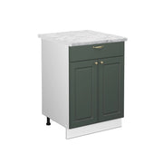 Mobiletto base per cucina Fame-Line Verde-oro rustico/Bianco 60 cm con cassetto, PL Marmo Vicco