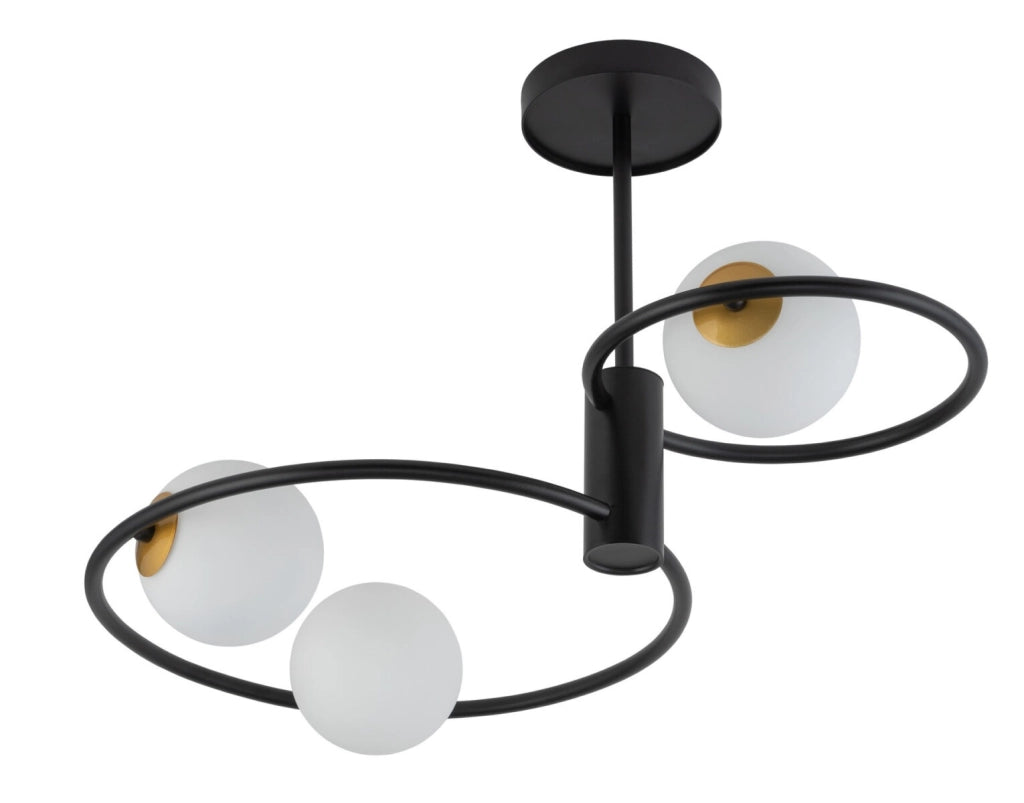 Plafoniera moderna Sigma Aqua nera, 3 sfere vetro G9