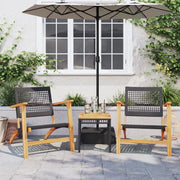 Set da Bistrot 3 pz Nero in Polyrattan e Legno Massello Acacia 365866