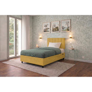 Letto imbottito Singolo 80x190 cm Vertical - Contenitore,Microfibra,Ocra