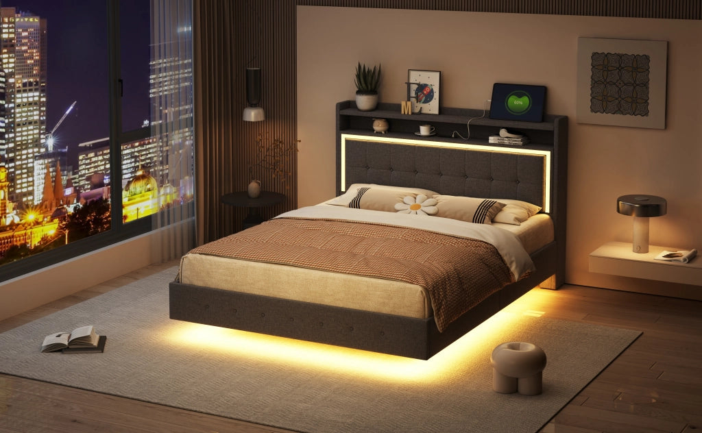 letto imbottito lino grigio 140 x 200 cm