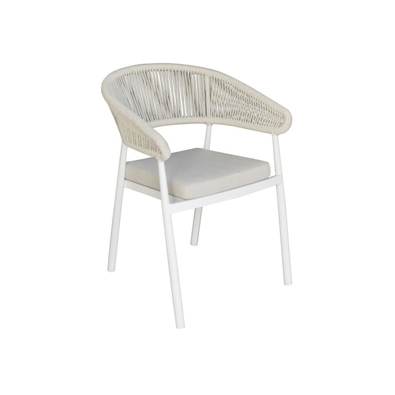 Sedia Perugia Contract In Alluminio Bianco E Corda Per Esterni Beige Moia