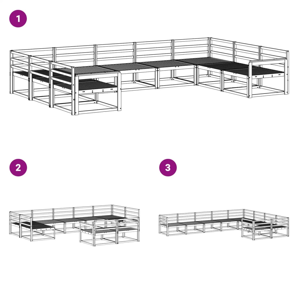 Set di divani da esterno 9 pcs Bianco 404 x 247,5 x 73 cm