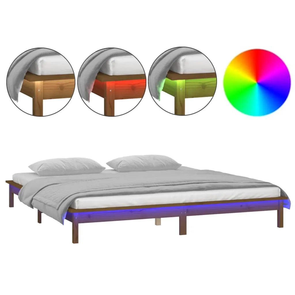 Giroletto con LED senza Materasso Ambra 140x200 Legno Massello 820609