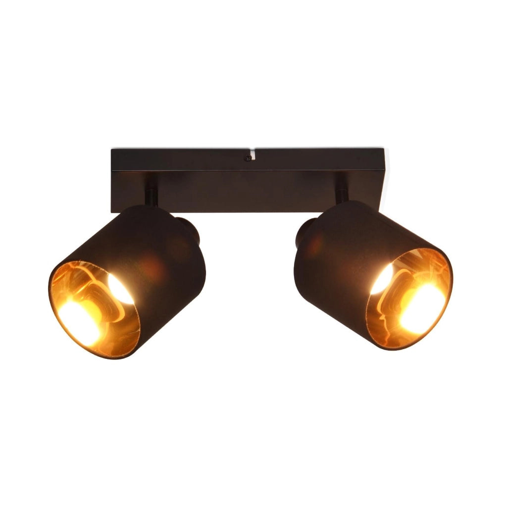 ZMH Faretto da soffitto neri vintage 2 E14 rotativi 350° paralume tessuto per soggiorno camera senza lampadina