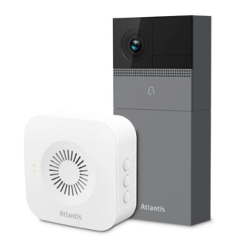 Videocitofono atlantis a14-db910 wireless da esterno 2mpx fhd 1920x1080p 25fps h.264 pir ir led campanello da interno incluso