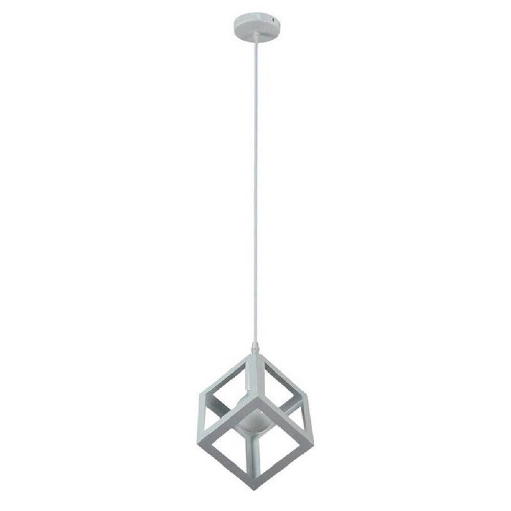 Trade Shop - Lampadario Da Soffitto A Sospensione A Forma Di Cubo 3d Portalampada E27 A24 - Bianco