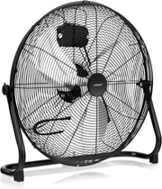 160W Ventilatore da Terra 50 cm, Ventilare Industriale a 3 Velocità Inclinazione di 145° e Pale in Metallo, Ventilatore da Pavimento per Magazzino Cantina Garage Palestra (Nero)