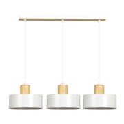 Lampada a sospensione Torin in acciaio bianco e legno naturale