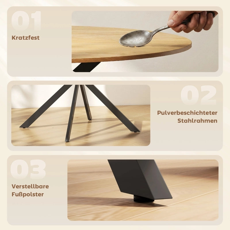 Tavolo da pranzo - rotondo per 4 - stile industriale - gambe in acciaio - rovere - per cucina