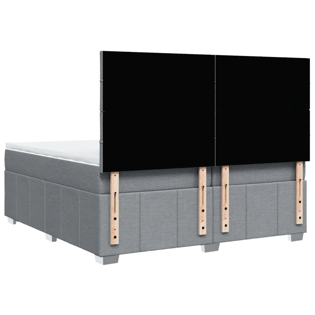 Giroletto a Molle con Materasso Grigio Chiaro 200x200cm Tessuto