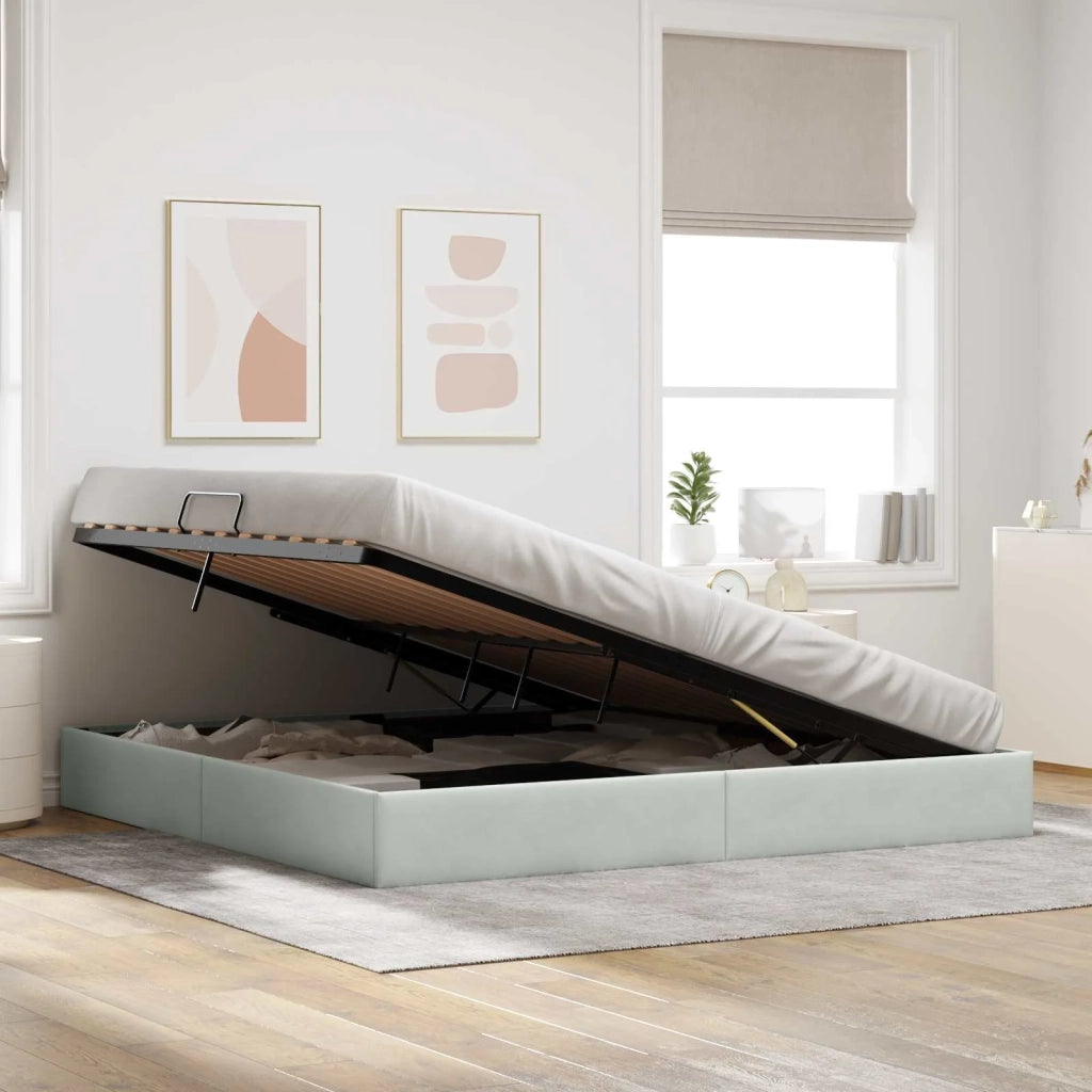 Letto ottomano Grigio Chiaro 200 x 200 cm Velluto 3442904