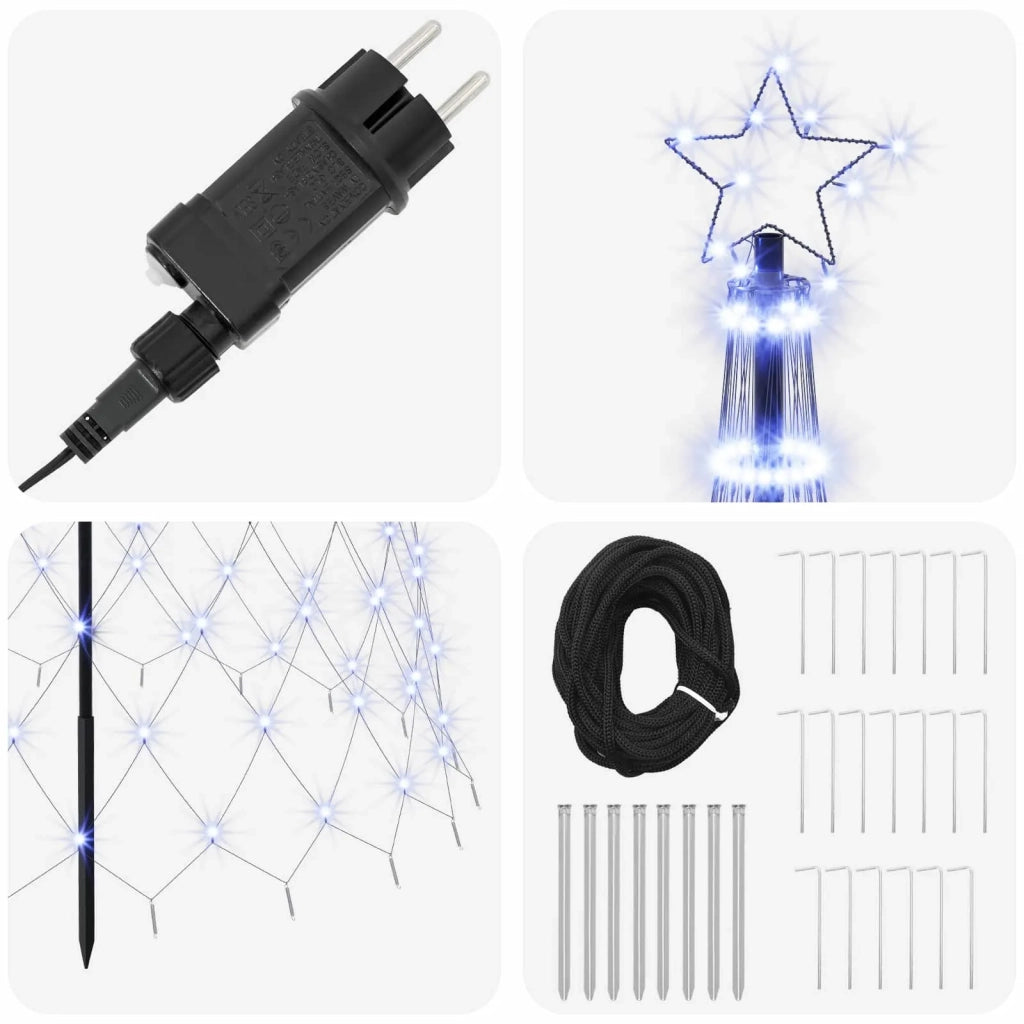 Albero di Natale LED 400 cm 450 LED Blu Ferro Nero 42053607