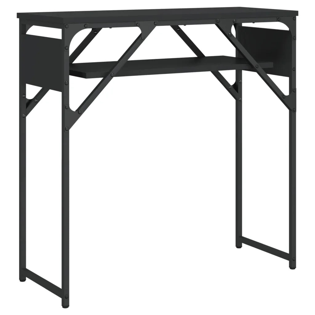 Tavolo Consolle con Ripiano Nero 75x30x75cm Legno Multistrato 837797