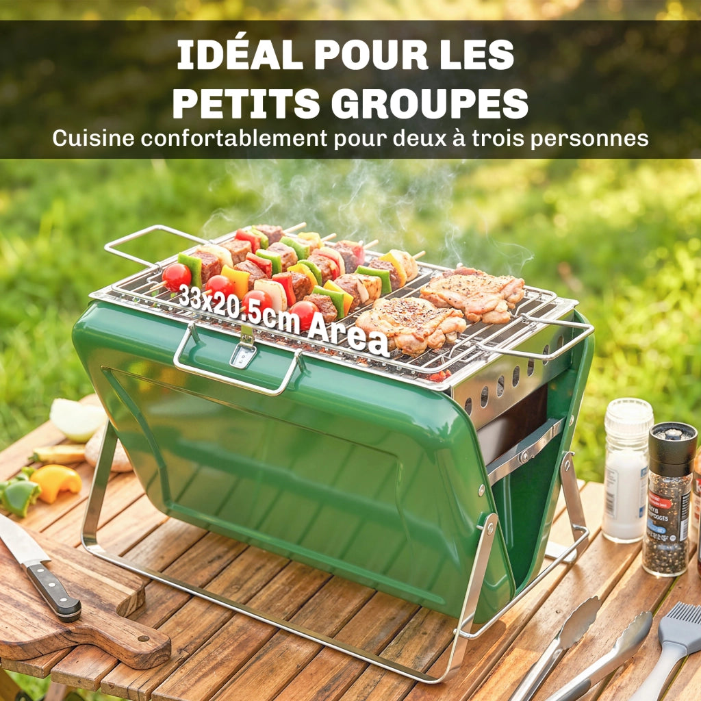 Barbecue a carbone legno pieghevole ¨C zephmum ¨C verde per giardino terrazzo