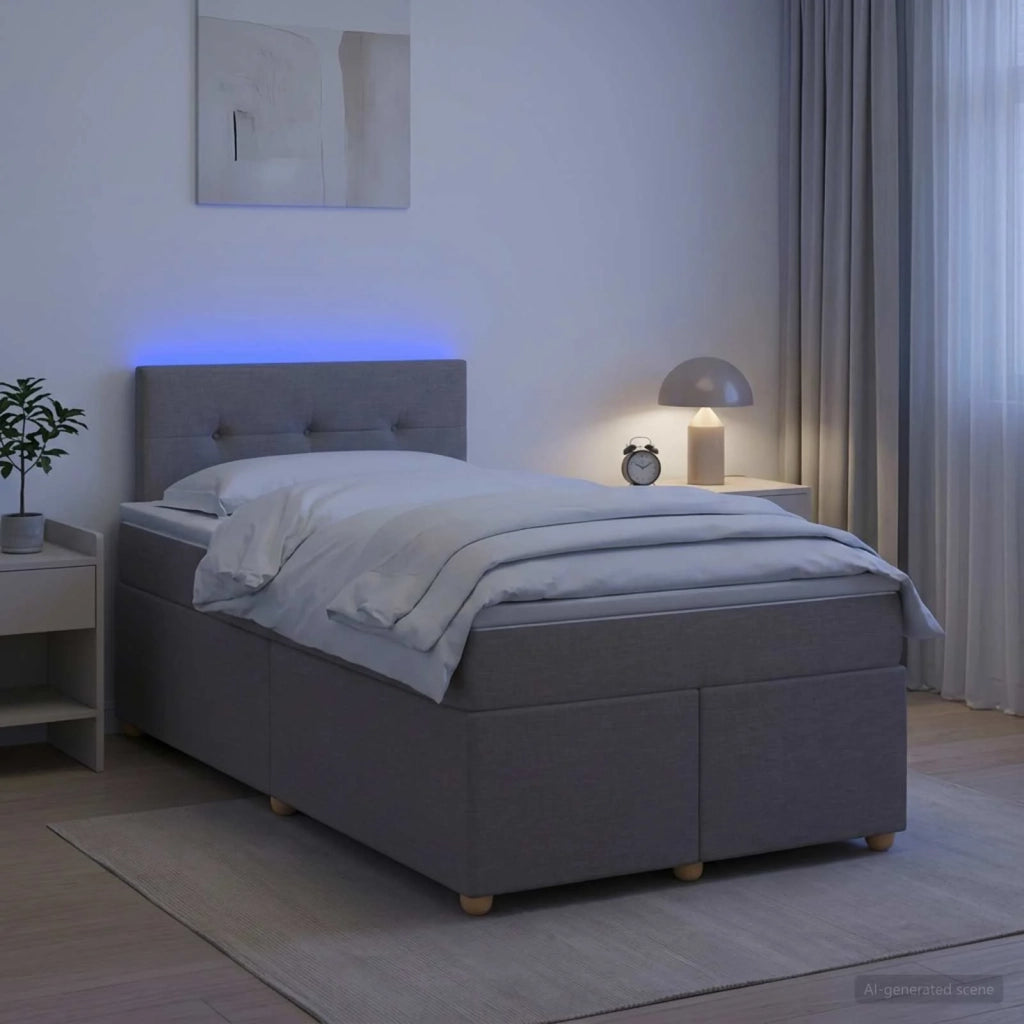 Letto box spring con materasso Tortora 120 x 190 cm Tessuto 3452377