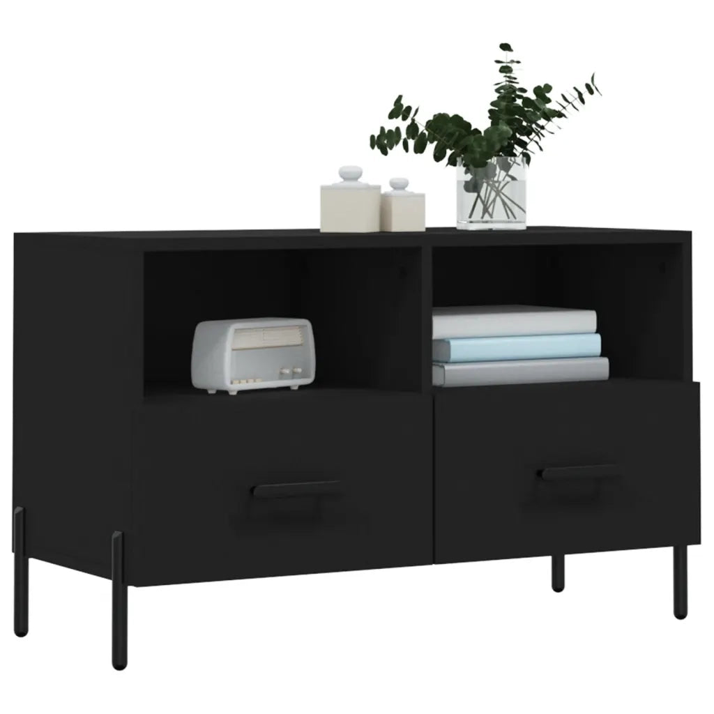 Mobile Porta TV Nero 80x36x50 cm in Legno Multistrato 828981