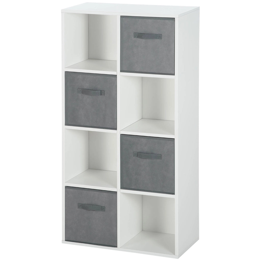 Libreria Modulare 8 Cubi con 4 Cassetti ¨C Zephmum ¨C Bianco e Grigio 61.5x30x121.6 cm