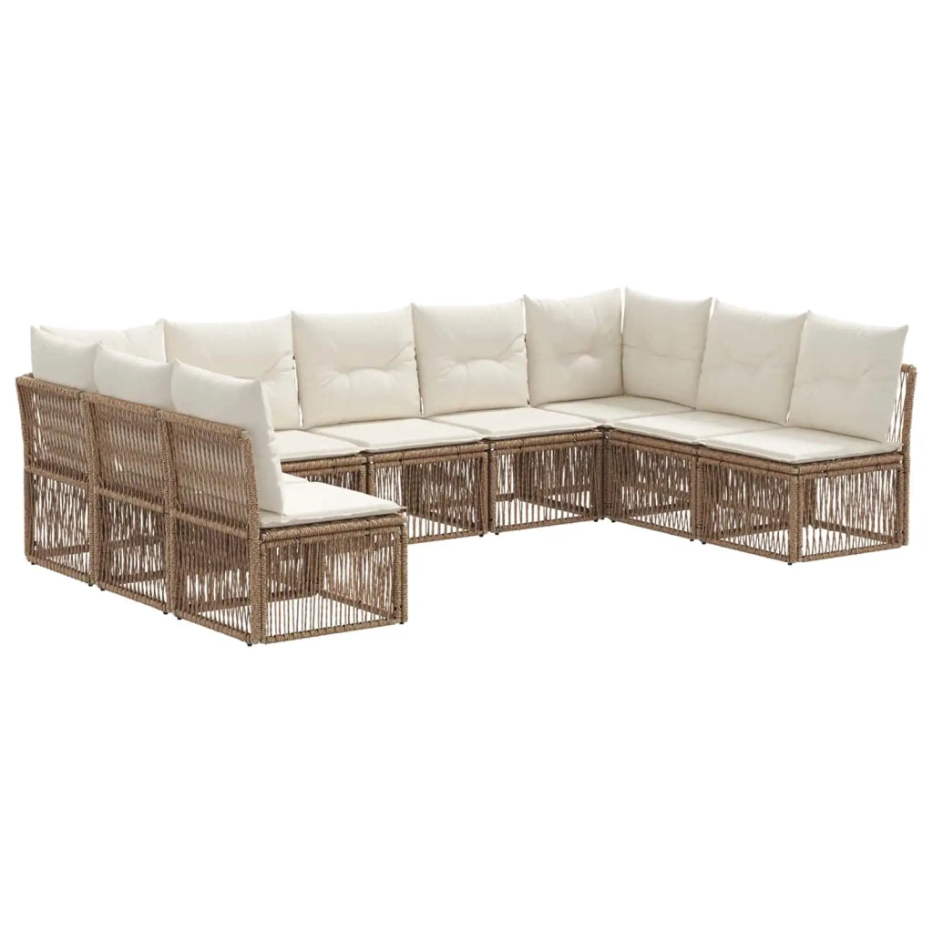 Set Divano da Giardino 9 pcs Beige polyrattan 3434322