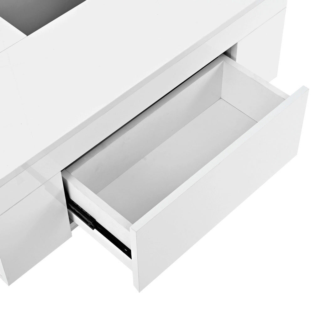 Tavolino da caffè 80x50x35.5 cm con illuminazione LED RGB; piano estraibile; MDF nero e bianco
