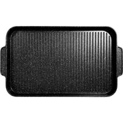 Trade Shop - Piastra Grill Con 2 Manici Fondo Induzione Rivestimento Antiaderente Effetto Pietra 45x28cm -