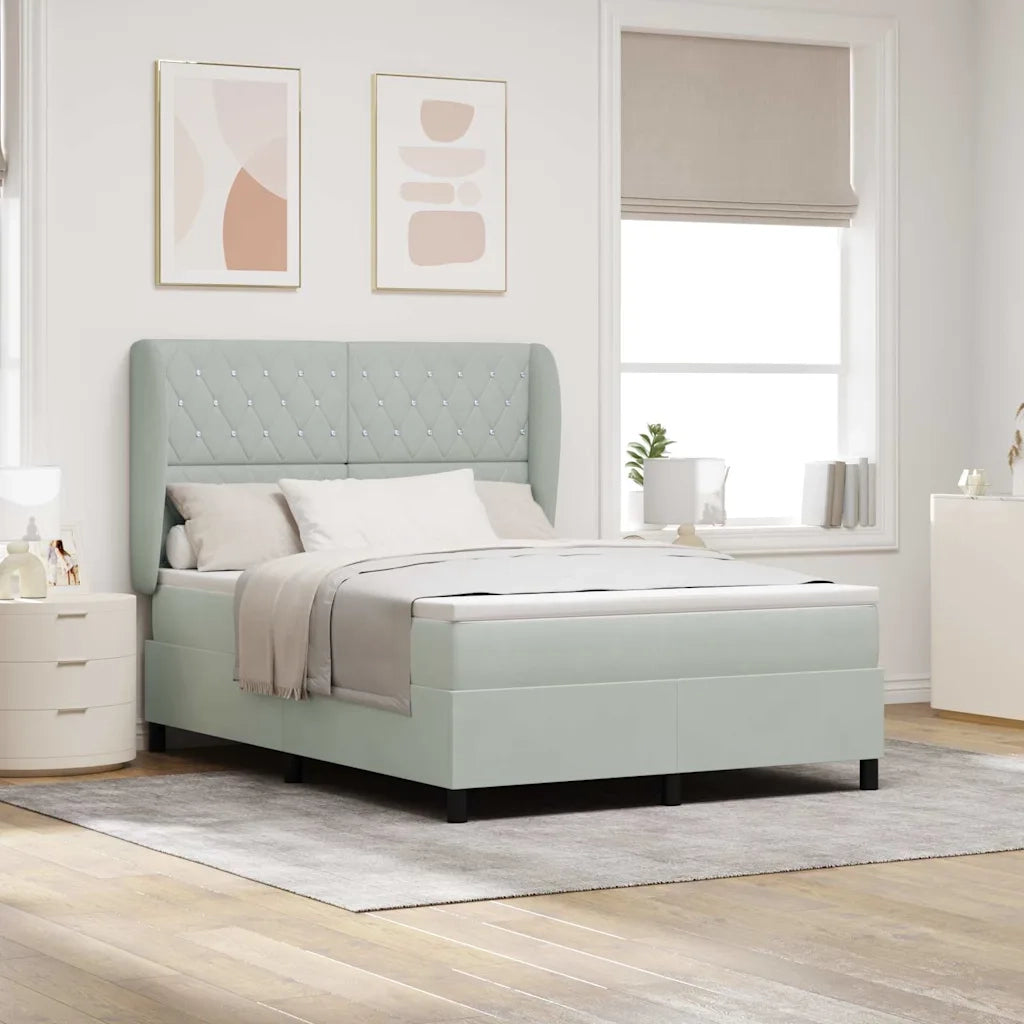 Letto a molle con materasso Grigio chiaro 190 x 140 cm Velluto 3340868