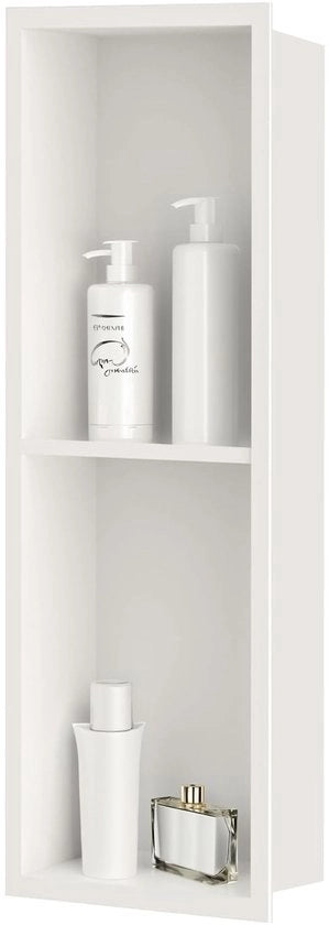 Shower con rubinetto in acciaio inossidabile, contenitore per oggetti da appendere con una sola pannella, misura della doccia 20 * 60 * 10CM, senza bisogno di piastrelle, colore creme.