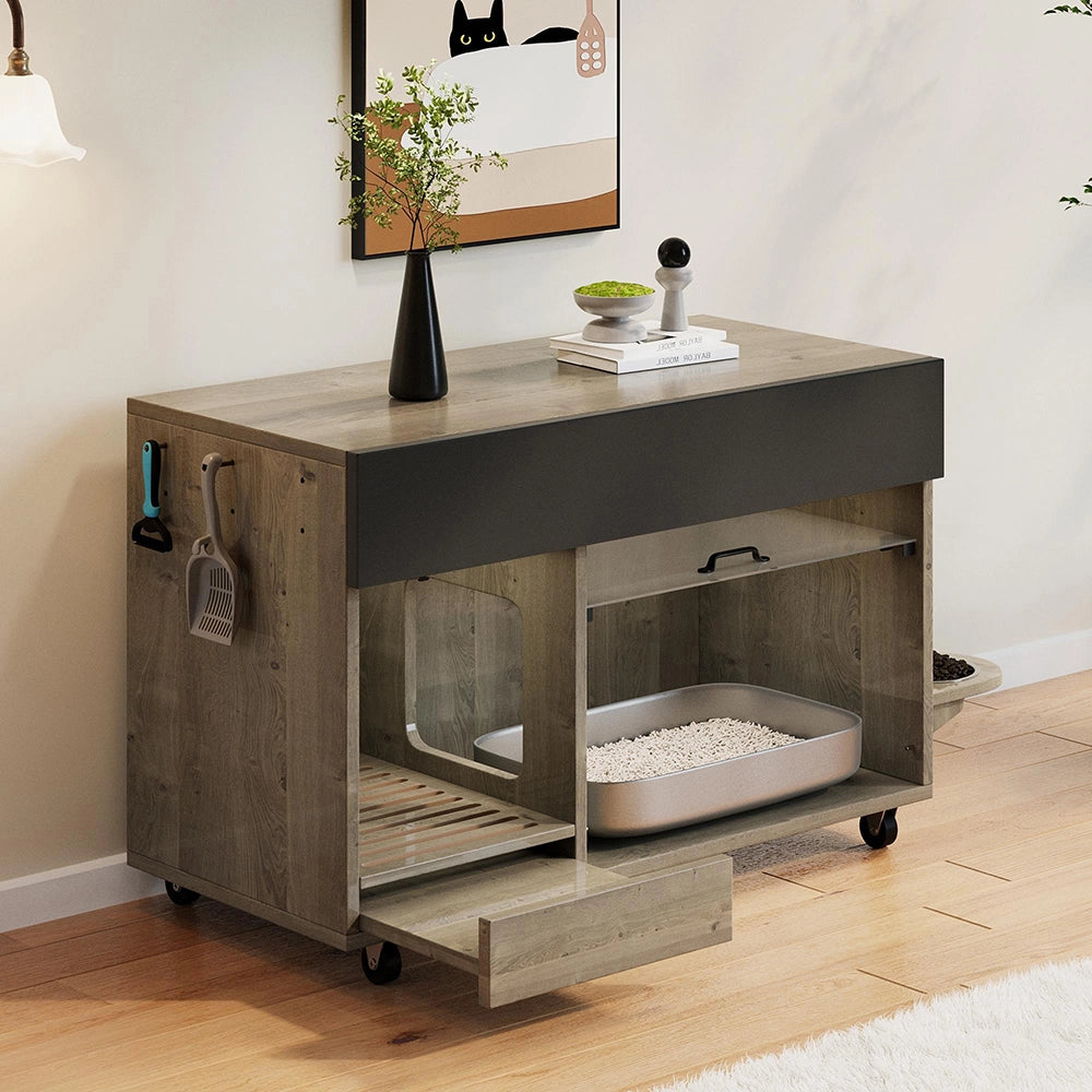Armadio lettiera gatti - Xylo - 100x45x67cm grigio antico