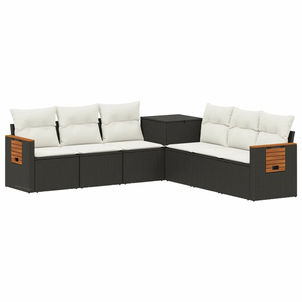 Set di divani 7 pz Nero e Bianco Crema 3448869