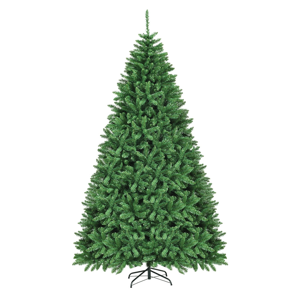 Albero di Natale 275 cm non illuminato, Abete artificiale con base pieghevole di metallo, Verde