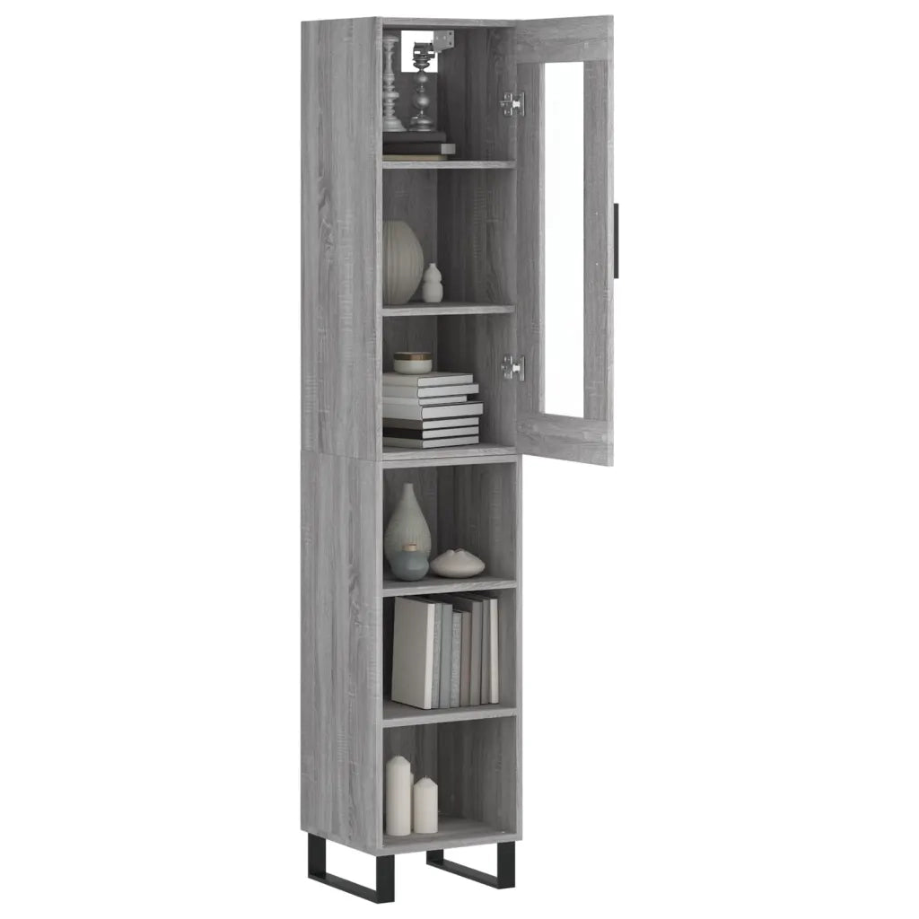 Credenza | Madia | Buffet da pranzo | Armadio da pranzo Grigio Sonoma 34,5x34x180 cm in Legno Multistrato