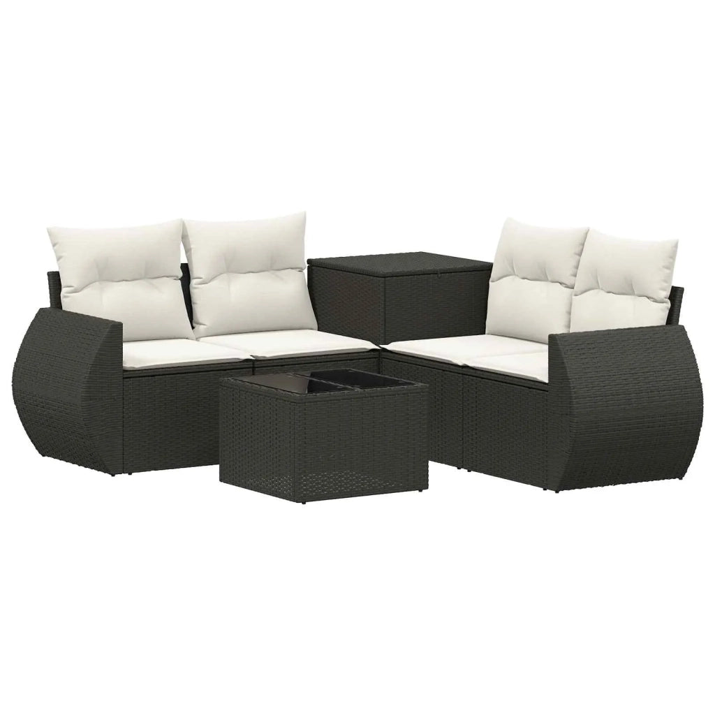 Set di divani 6 pz Nero e Bianco Crema 3447497