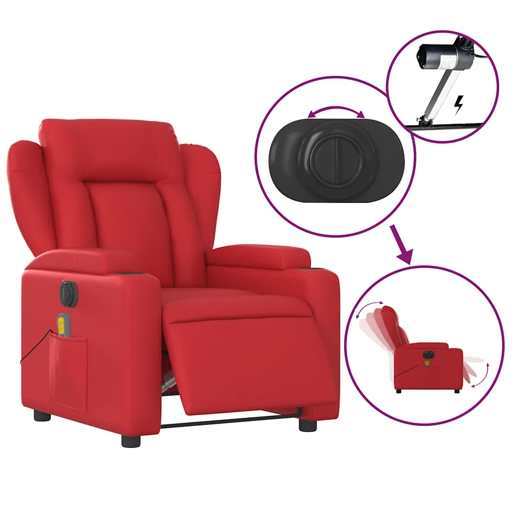 Poltrona Massaggio Elettrica Reclinabile Rosso Similpelle 3204542