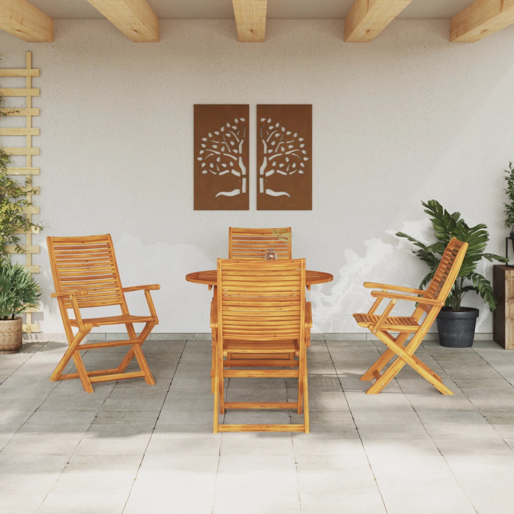 Set pranzo da giardino 5 pezzi in legno massello di acacia