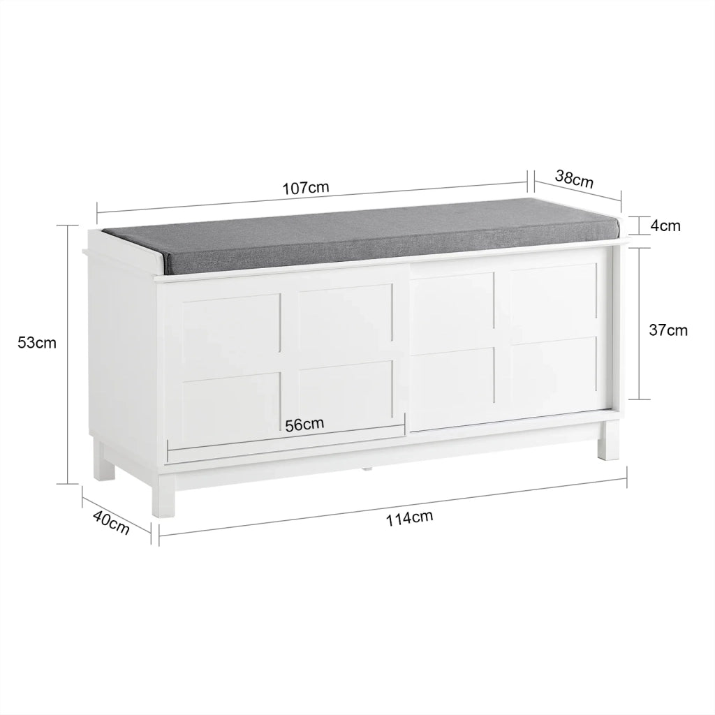 Scarpiera con Ante Scorrevoli Scarpiera Panca Portascarpe Panca ingresso Portascarpe con Cuscino 114x40x53 FSR86-W