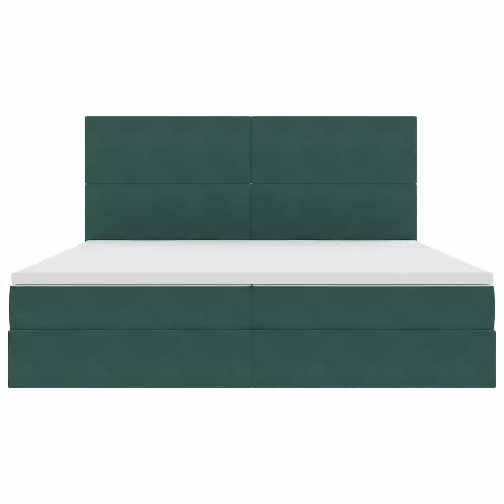 Letto con contenitore e materasso Verde Scuro 200 x 200 cm