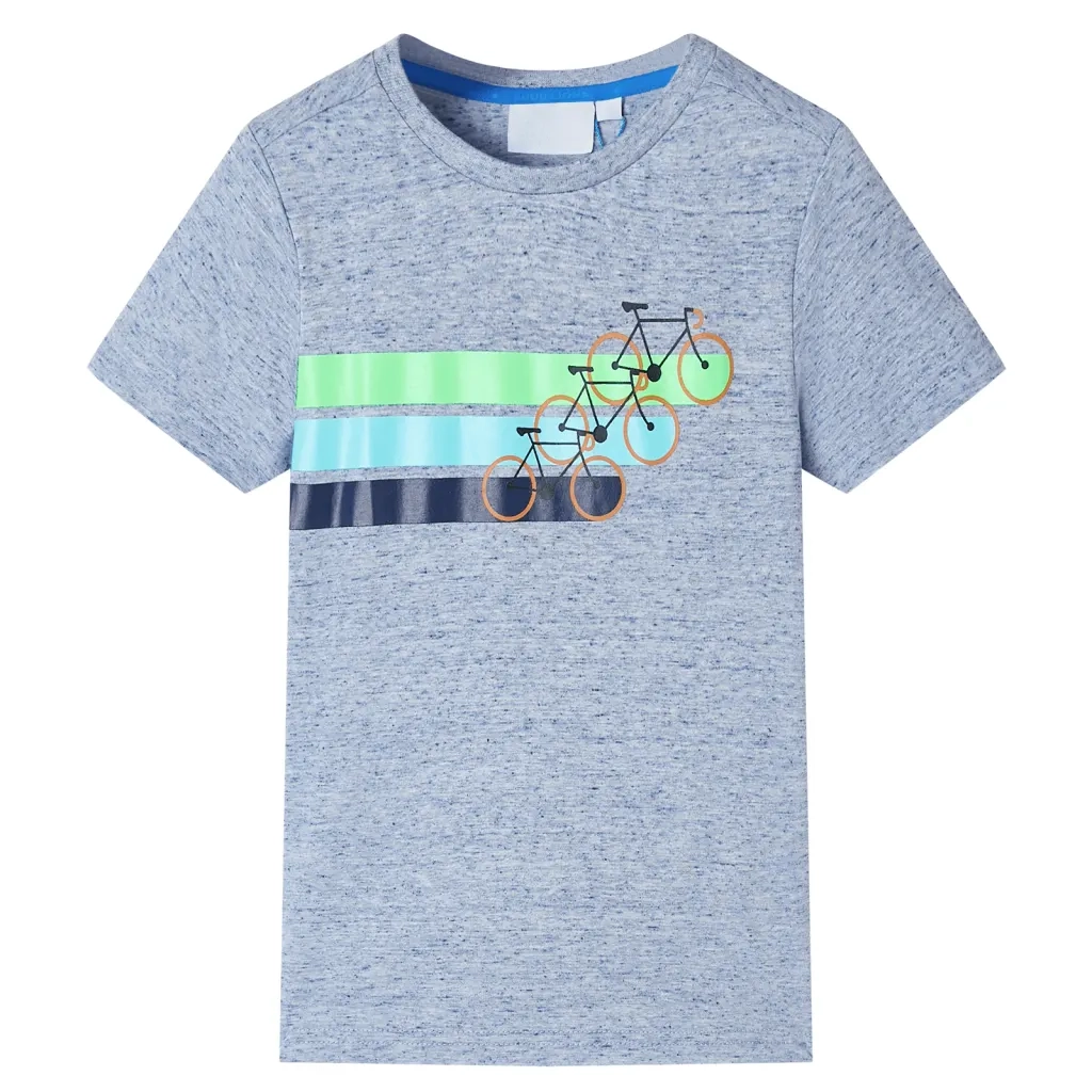 Maglietta da Bambino a Maniche Corte Blu MÃ©lange 128cod mxl 109874