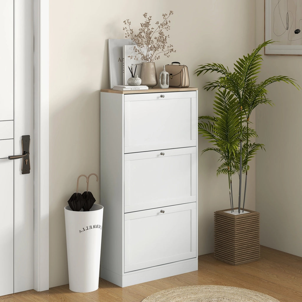 Scarpiera Scandinava 3 Ante ¨C Zephmum ¨C Bianco Legno 60x23.5x115