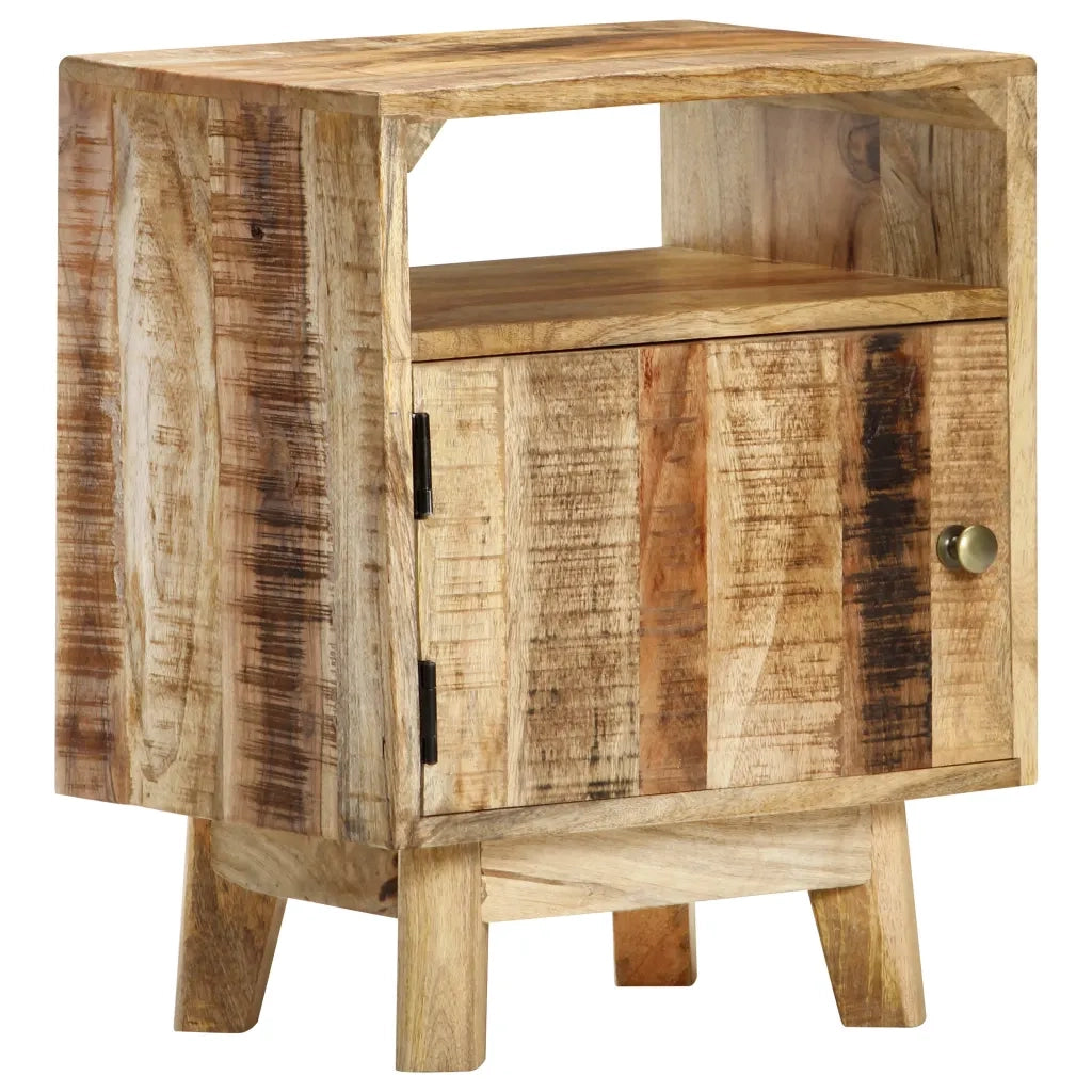 Comodino | Armadio da Notte | Mobiletto da notte 40x30x50 cm in Legno di Mango Grezzo