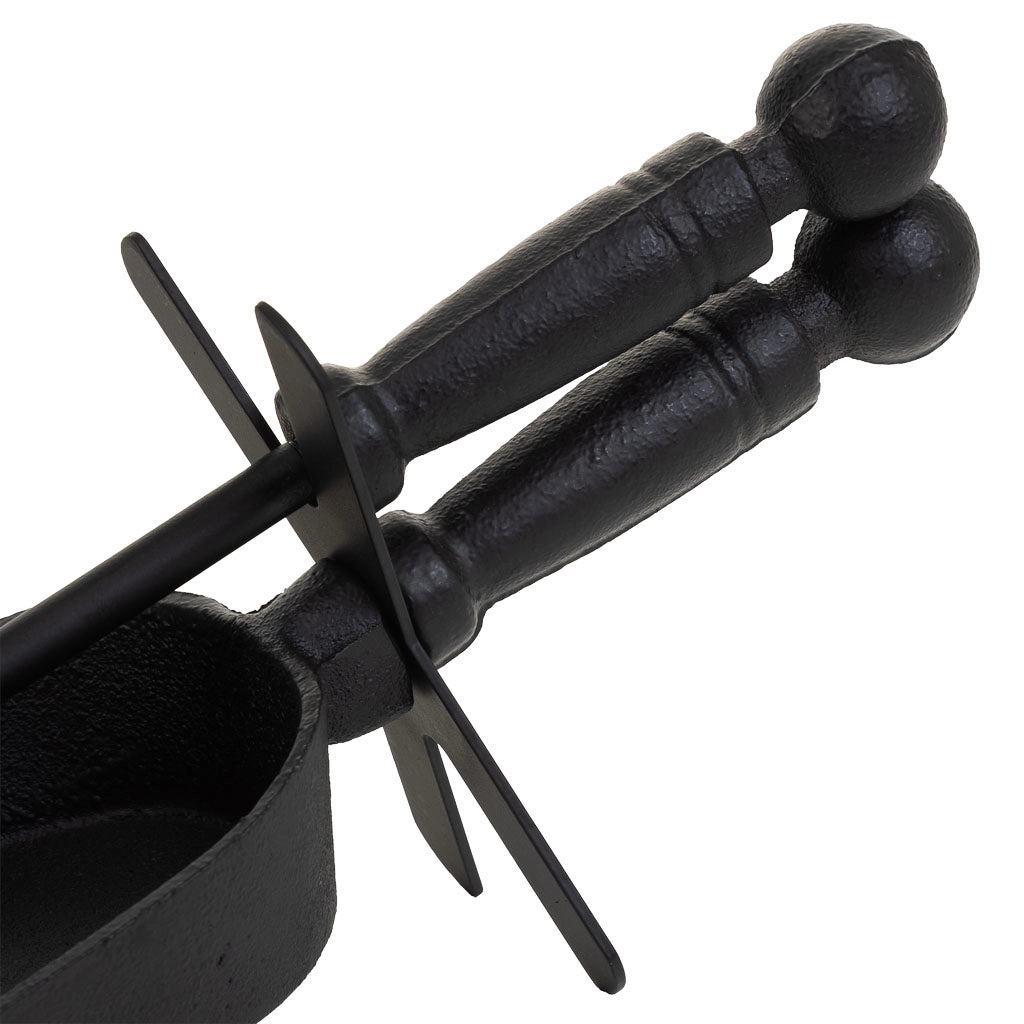 Scopino e paletta in metallo nero 29x10x12h