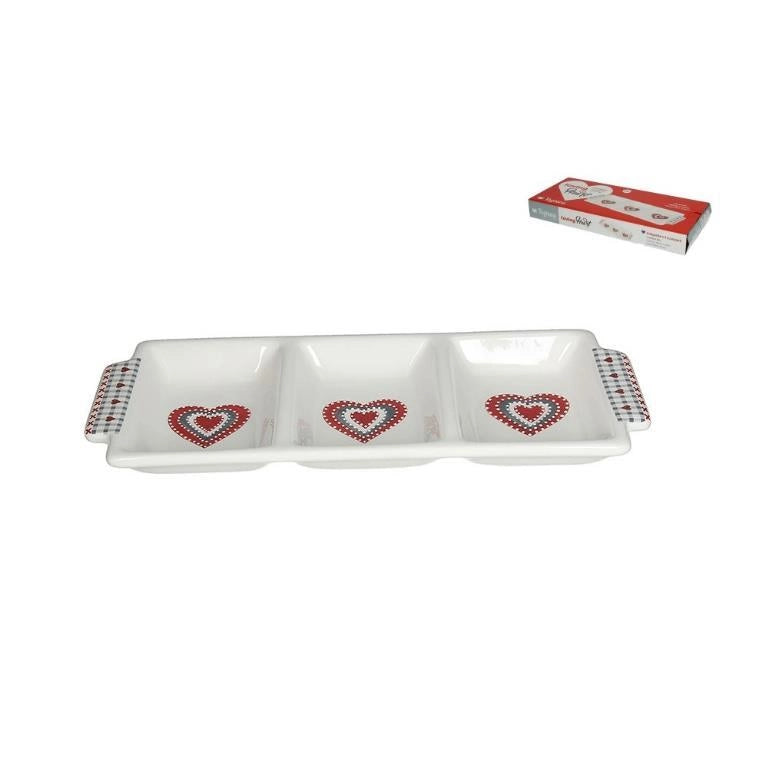 Vassoio Antipastiera Loving heart 3 Scomparti 36 cm