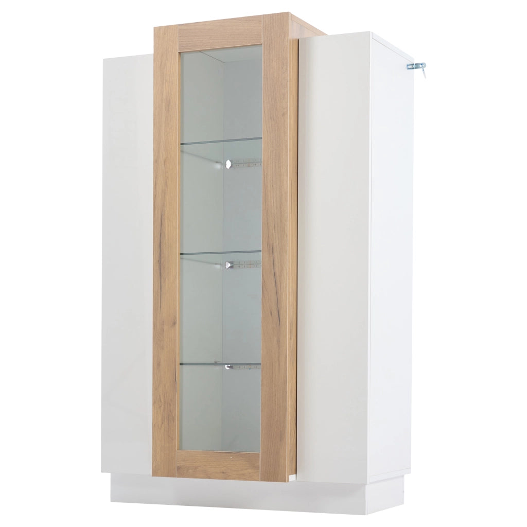 Vetrina con 3 Ante; 4 Livelli e LED USB per Soggiorno; in Pannello di Particelle; 74 × 40 × 120 cm; Bianco