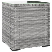 Tavolino | Tavolo laterale Grigio 40x37x40,5 cm Polyrattan e Vetro Temperato