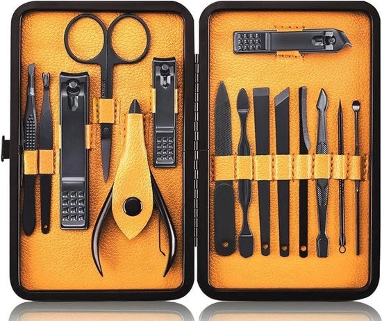 Kit di Curatela per Unghie Professionale con 15 Pezzi - Set di Manutenzione per Unghie in Acciaio Inox per Casa e Viaggio