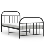 Letto singolo | Letto per adulti | Giroletto con Testiera e Pediera Metallo Nero 100x190 cm