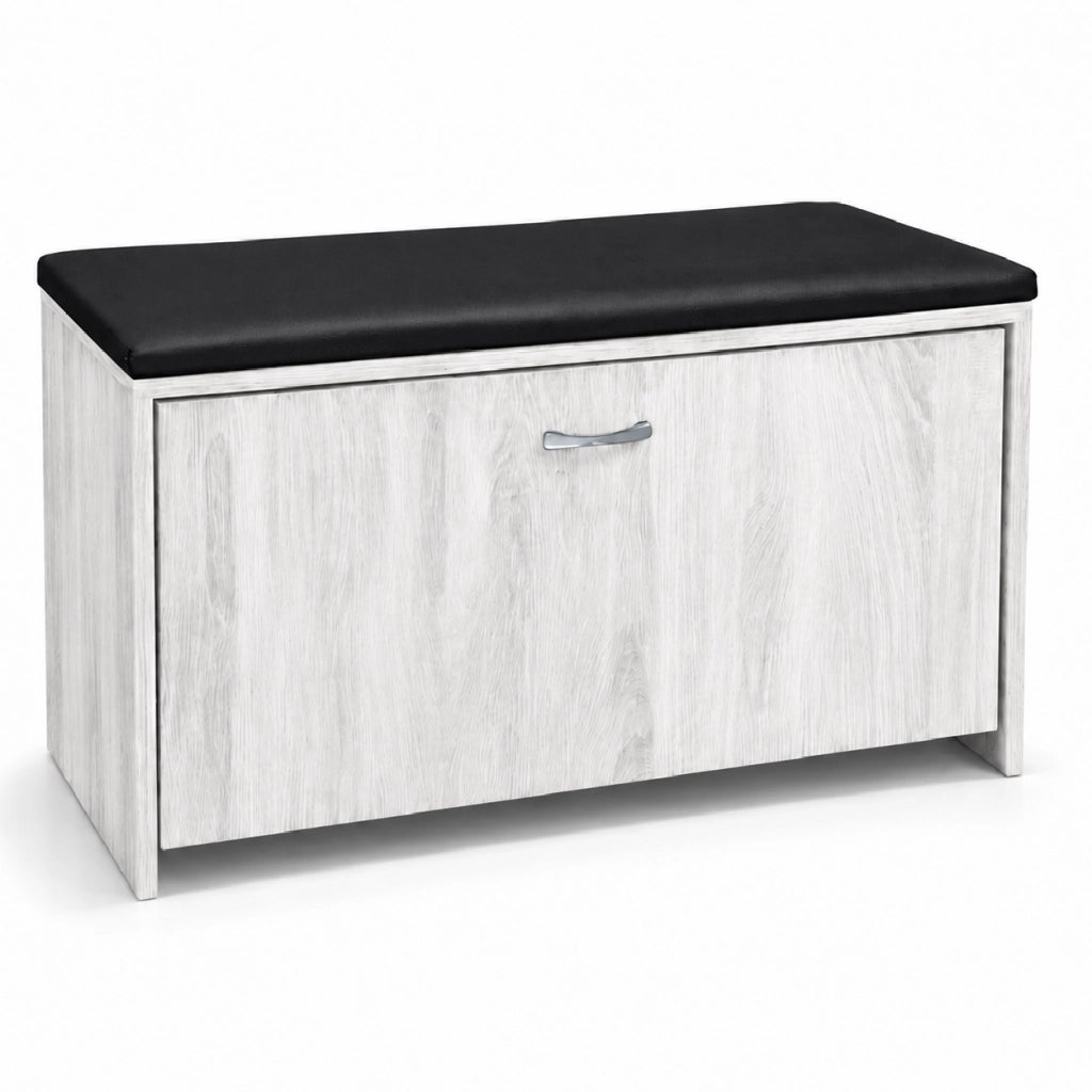 Panca Scarpiera Salvaspazio con Seduta Imbottita Ecopelle 60x24x41 cm Bianco