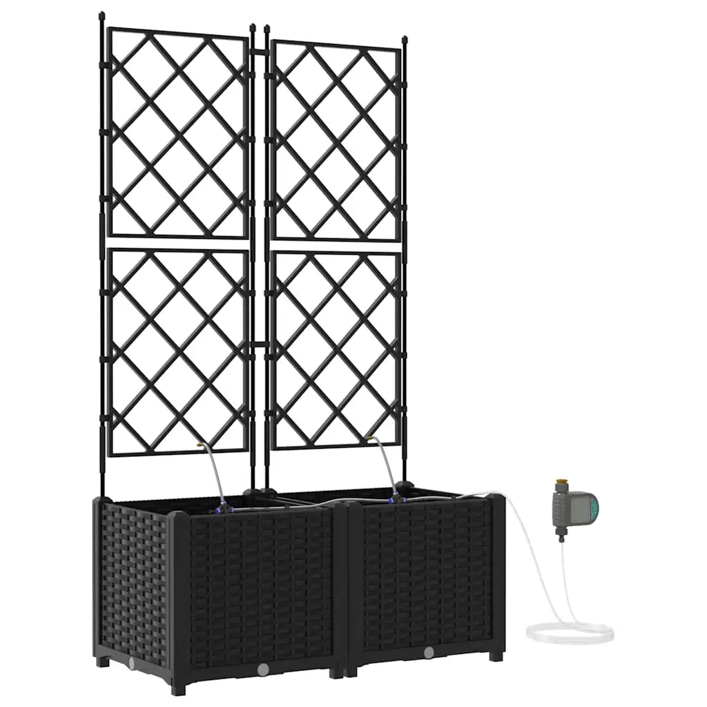 2 pz Fioriere | Cassetta per fiori | Vaso da giardino Nero 80 x 40 x 142 cm Plastica