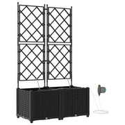 2 pz Fioriere | Cassetta per fiori | Vaso da giardino Nero 80 x 40 x 142 cm Plastica