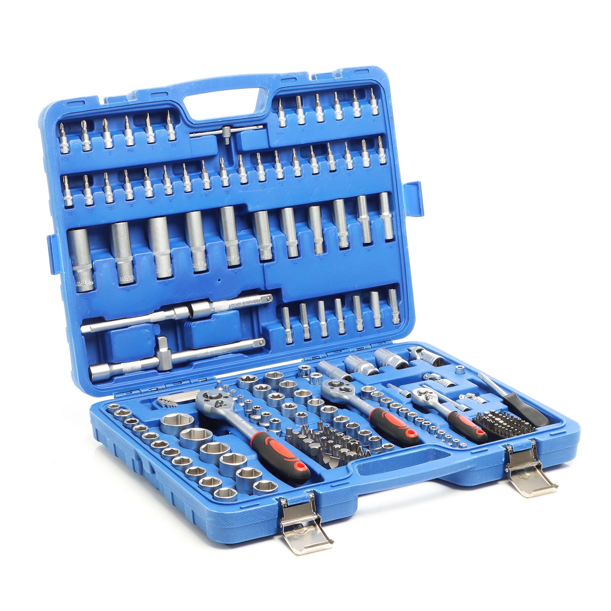 Set di chiavi a bussola 192 pz. Con cricchetti, bit, prese da 1/2″ 3/8″ 1/4″